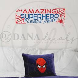 Superhero Sleeps Here Wall Decal - Kids Room Vinyl Decor - thumbnail 3