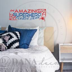 Superhero Sleeps Here Wall Decal - Kids Room Vinyl Decor - thumbnail 1