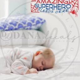 Superhero Sleeps Here Wall Decal - Kids Room Vinyl Decor - thumbnail 2