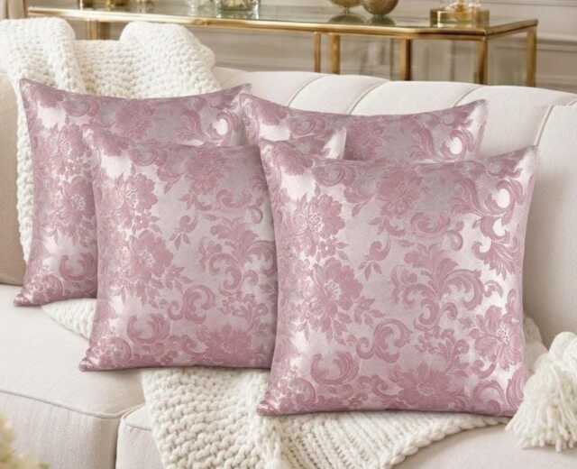 Set Of 4 Pink Floral Cushion Covers 16x16 Inches - Hidden Zip Worldwide Shipping - image 1