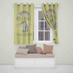 Btch Please Unicorn Blackout Eyelet Curtains Custom Background Colour Funny Magical Design Kid Bedroom Playroom Or Home Window Decor Cheeky - thumbnail 3