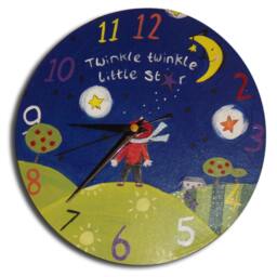 Twinkle Little Star Clock, Nursery Decor, Boys Room Gift For Boys, Wall Clock - thumbnail 1