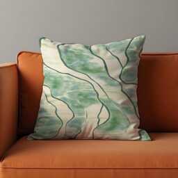 Green Abstract Cushion Cover, Organic Line Pattern Pillow Case, Soft Decorative Throw Cover - thumbnail 4