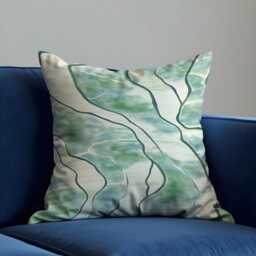 Green Abstract Cushion Cover, Organic Line Pattern Pillow Case, Soft Decorative Throw Cover - thumbnail 3
