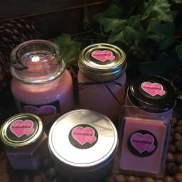 Plumeria, Hand Made, Poured, All Natural 100% Soy, Set Of Six Candles in Apothecary, Mason Canning, Hex Jars & Metal Tins - thumbnail 2