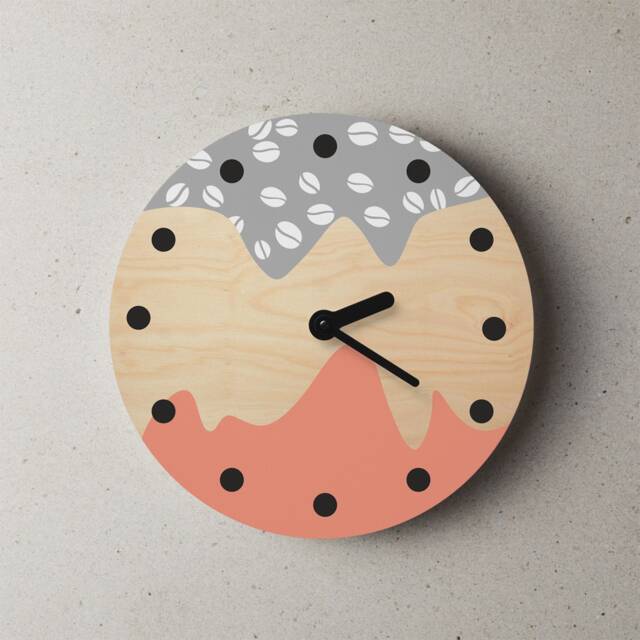 Minimalist Coffee Bean Wall Clock Orange & Gray Kitchen Decor - image 1