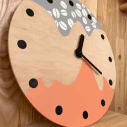Minimalist Coffee Bean Wall Clock Orange & Gray Kitchen Decor - thumbnail 3