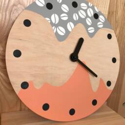Minimalist Coffee Bean Wall Clock Orange & Gray Kitchen Decor - thumbnail 2