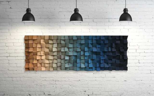 Reclaimed Pine Wood Wall Art - Geometric Sound Diffuser - image 1