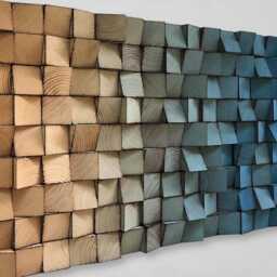 Reclaimed Pine Wood Wall Art - Geometric Sound Diffuser - thumbnail 3