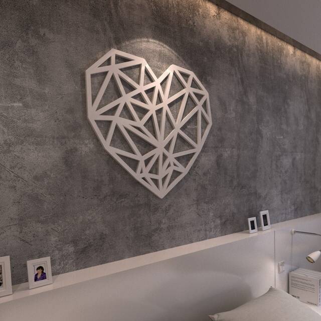 Geometric Heart, Modern Decor, 3D Art, Wall Decor, Scandinavian , - Skugeohe - image 1