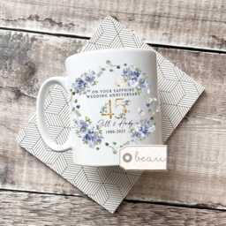 Personalised Sapphire Wedding Anniversary Cushion, Anniversary, Gift 45Th 45 Anniversary Cushion - thumbnail 3