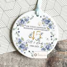 Personalised Sapphire Wedding Anniversary Cushion, Anniversary, Gift 45Th 45 Anniversary Cushion - thumbnail 4