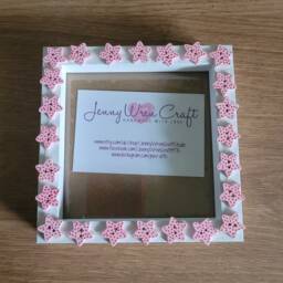 Pale Pink Polka Dot Wooden Star Button Square Photo Frame 4 X Inches - thumbnail 2