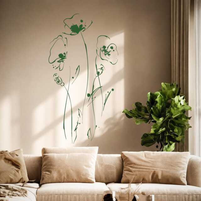 Wall Decal Flower Poppy Floral Tree Forest Vinyl Sticker 1845Dz - image 1