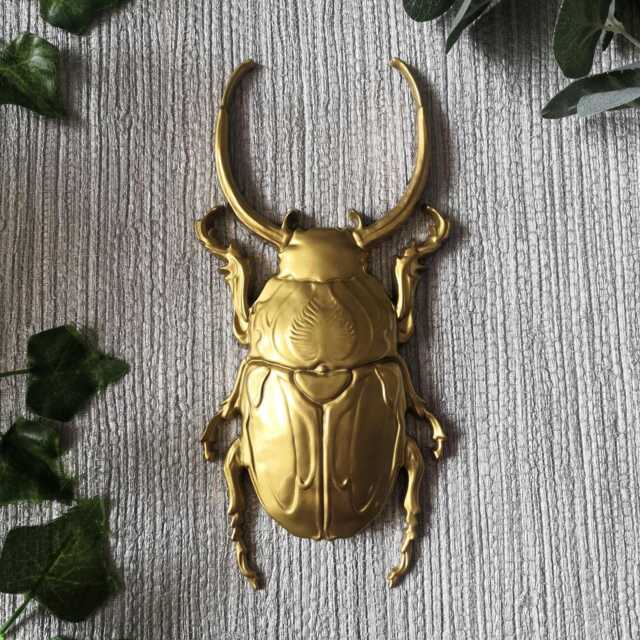 Large Beetle Wall Hanging, Bug Art, Insect Decor, Unusual Gift, Goth Gold Bug, Entomology Gift - image 1