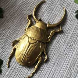 Large Beetle Wall Hanging, Bug Art, Insect Decor, Unusual Gift, Goth Gold Bug, Entomology Gift - thumbnail 3