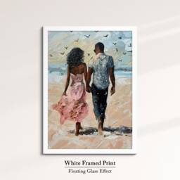 Black Couple Romantic Love Art African American Framed Print & Canvas Wall Poster Home Decor Relationship Oil Painting Gift - thumbnail 3