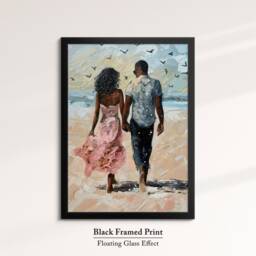 Black Couple Romantic Love Art African American Framed Print & Canvas Wall Poster Home Decor Relationship Oil Painting Gift - thumbnail 2