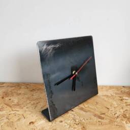 Raw Steel Standing Clock - Industrial Square Metal Handmade UK Table Rustic Home Decor Timepiece - thumbnail 2