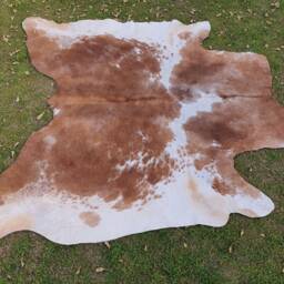 Brown & White Real Cowhide Rug - Exclusive Cow Skin Large Living Room Custom Area Handmade Hide Leather Carpet - thumbnail 4