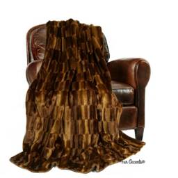 Plush Faux Fur Throw Blanket, Soft Brown Minky Cuddle Lining, Usa - thumbnail 3