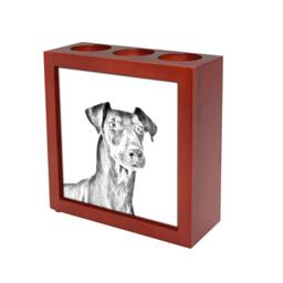 Manchester Terrier - Wooden Stand For Candles/Pens With The Image Of A Dog New Collection - thumbnail 1