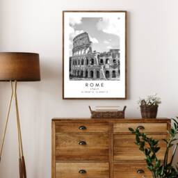 Rome Colosseum Print Minimalist Black & White Travel Art - thumbnail 2