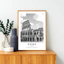 Rome Colosseum Print Minimalist Black & White Travel Art - thumbnail 3