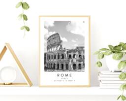 Rome Colosseum Print Minimalist Black & White Travel Art - thumbnail 1