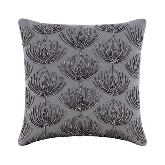 "Designer Lotus, Art Deco, Beaded Throw Cushion 16""x16" - image 1