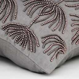 "Designer Lotus, Art Deco, Beaded Throw Cushion 16""x16" - thumbnail 3