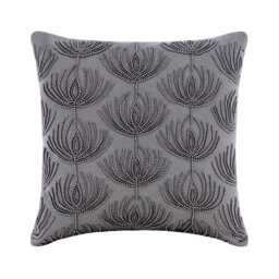 "Designer Lotus, Art Deco, Beaded Throw Cushion 16""x16" - thumbnail 1