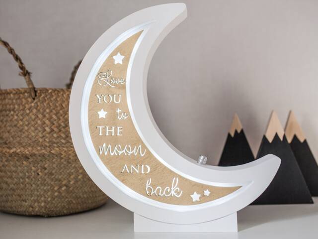 Half Moon - Moon Night Light Love You To The & Back -Moon Lamp -Wood Baby Shower Gift Nursery Nursery - image 1