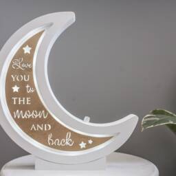Half Moon - Moon Night Light Love You To The & Back -Moon Lamp -Wood Baby Shower Gift Nursery Nursery - thumbnail 3