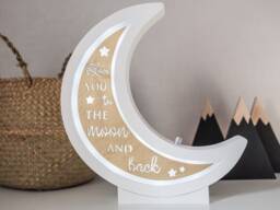 Half Moon - Moon Night Light Love You To The & Back -Moon Lamp -Wood Baby Shower Gift Nursery Nursery - thumbnail 1