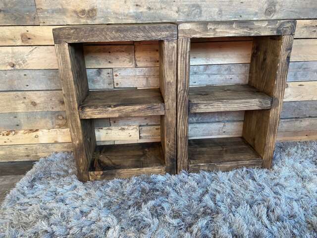 Rustic Bespoke Custom Wooden Bedside Table Made From Reclaimed Pine - image 1