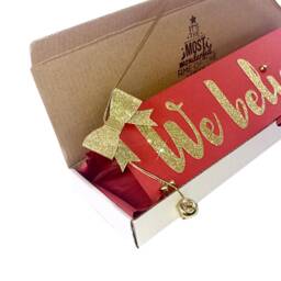 Red & Gold Sign We Believe Decoration Christmas Wall Hanging For Those Who Believe in Santa - thumbnail 2