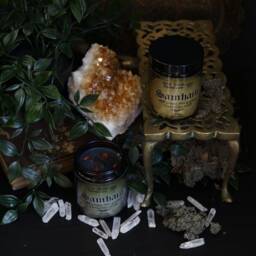 Samhain Sabbat Candle, Halloween Crystal Candle For Witches, Black Wax Spicy Scented Pagan - thumbnail 3