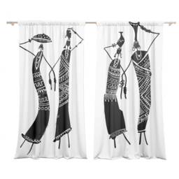 Set Of 2 Blackout Curtains, Room Divide Screen Wall Panel, Africa Print - thumbnail 2