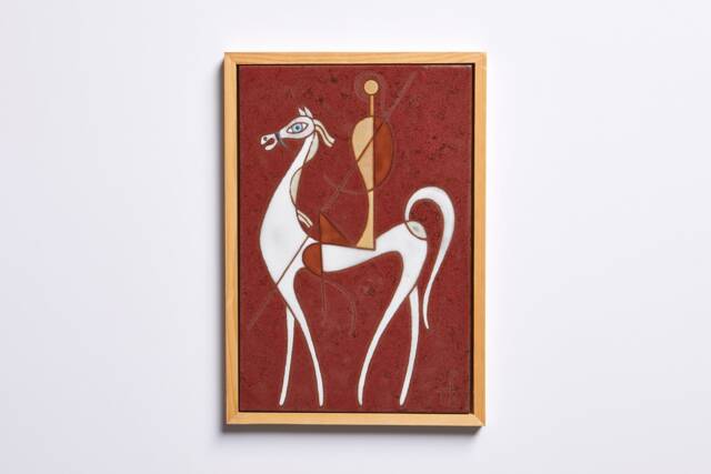 Horseman Ceramic Art Tile Wall D??cor Handmade Equestrian Gifts Kids Room Ancient Greek Animal Aesthetic Artwork Ranch Decor - image 1