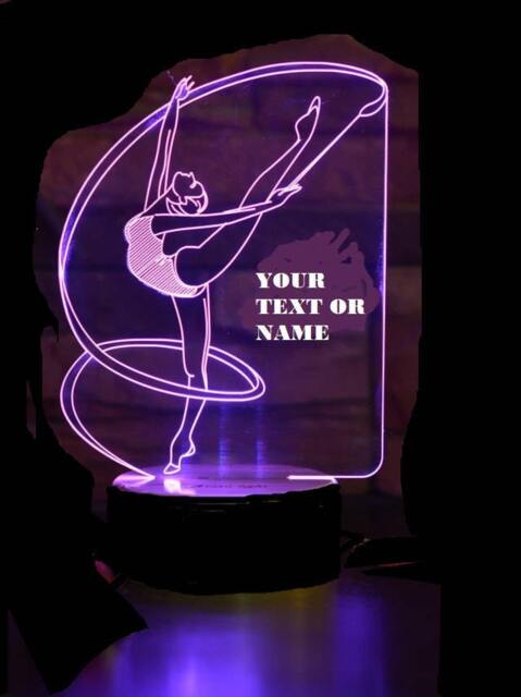 Gymnast Girl 3D Illusion Smart App Control Night Light Bluetooth, Music, 7&16M Color Mobile App, Made in UK - image 1