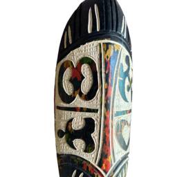 Hand Carved Sese Wood African Mask Ghanaian Adinkra Wall Decor - thumbnail 3