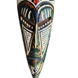 Hand Carved Sese Wood African Mask Ghanaian Adinkra Wall Decor - thumbnail 2