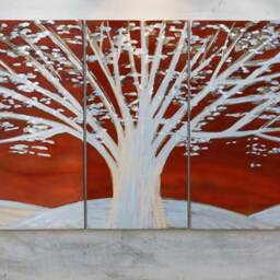 Lighted Metal Wall Sculpture - Red Tree Urban Art - thumbnail 2