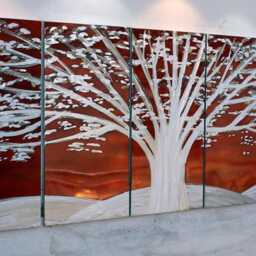 Lighted Metal Wall Sculpture - Red Tree Urban Art - thumbnail 3