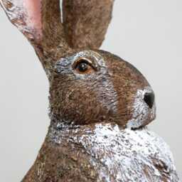 Large Rustic Garden Rabbit Statue - Hare Ornament Weathered Brown Bunny Sculpture Outdoor Decor Patio Lawn Animal Figure - thumbnail 2