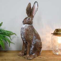 Large Rustic Garden Rabbit Statue - Hare Ornament Weathered Brown Bunny Sculpture Outdoor Decor Patio Lawn Animal Figure - thumbnail 3