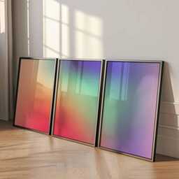 Sunset Gradient Wall Art Set Of 3, Abstract Modern Poster Prints, Warm Pink Orange Home Decor, Minimalist Contemporary - thumbnail 2