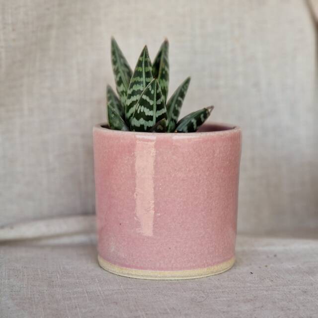 Pink Ceramic Planter, Handmade Glazed Beaker, Candy Floss Plant Pot, 200Ml Rose Vessel, Unique British Gift, Handcrafted Pots - image 1